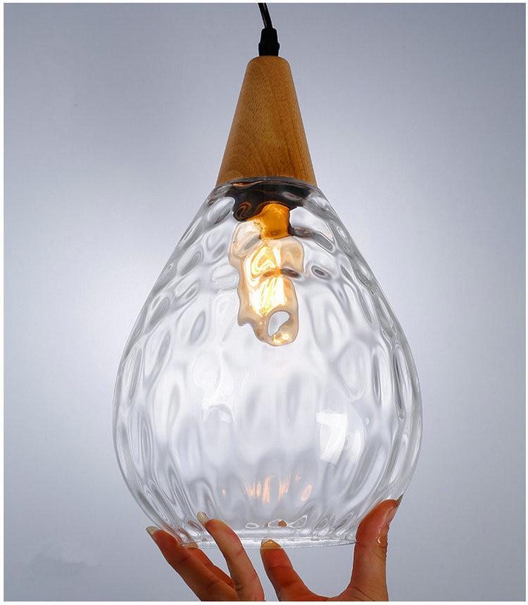 Nordic Dimpled Glass Pendant Lamp, Warm Drop Light for Kitchen Dining Room