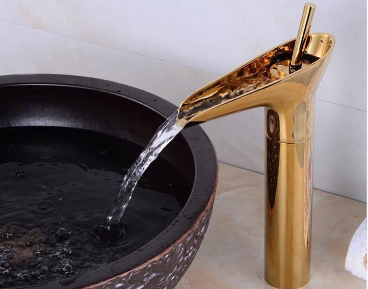 Bathroom Faucet Waterfall Single Handle Brass Luxury