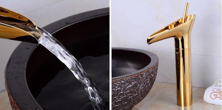 Bathroom Faucet Waterfall Single Handle Brass Luxury