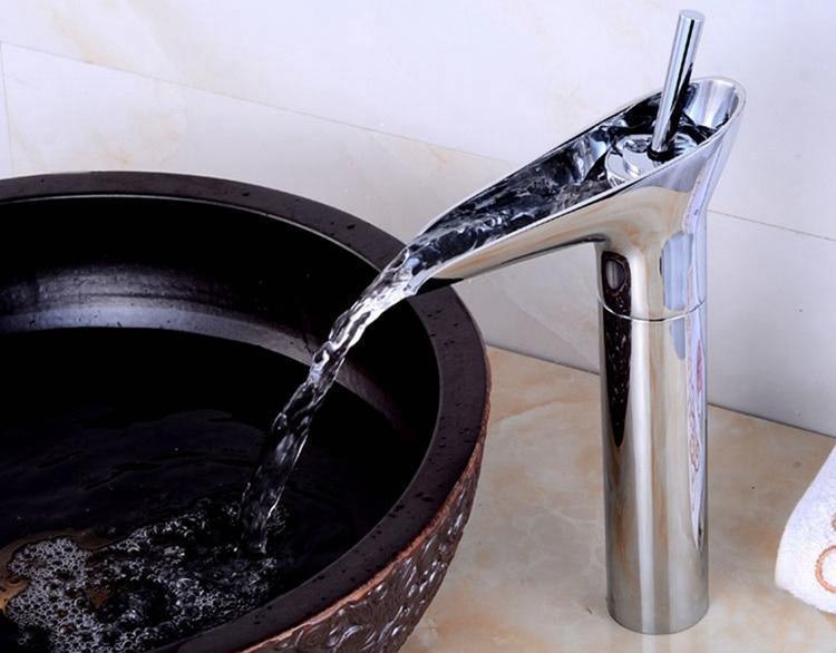 Bathroom Faucet Waterfall Single Handle Brass Luxury
