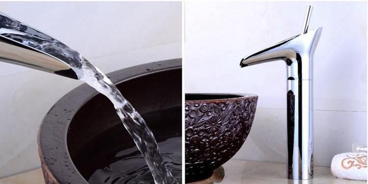 Bathroom Faucet Waterfall Single Handle Brass Luxury