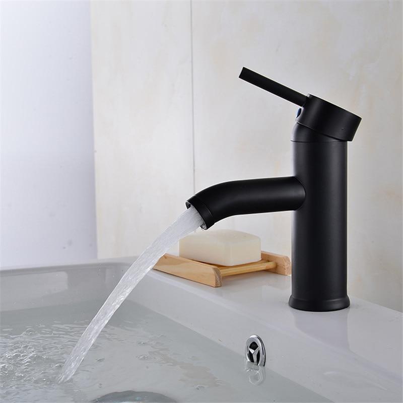 bathroom faucet black matte stainless steel modern