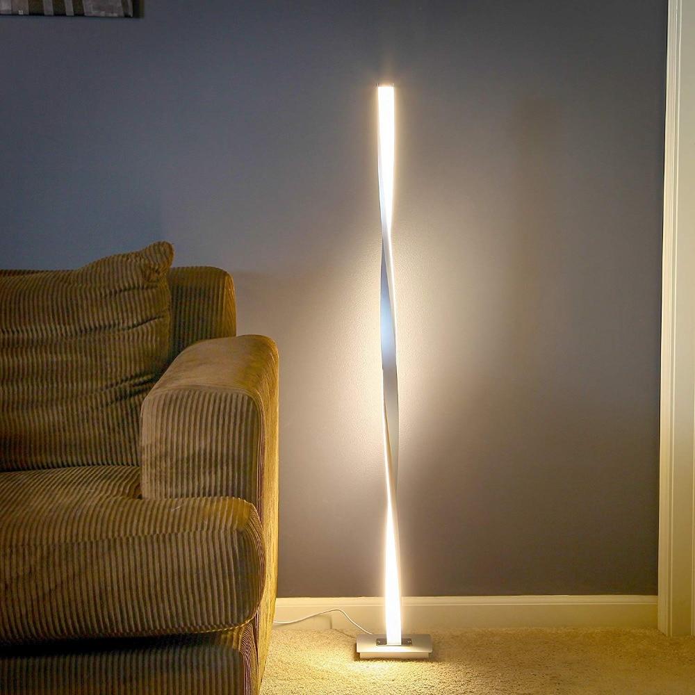 LED Twist Floor Lamp, Plated Iron 48" Standing Light for Living Room Corner