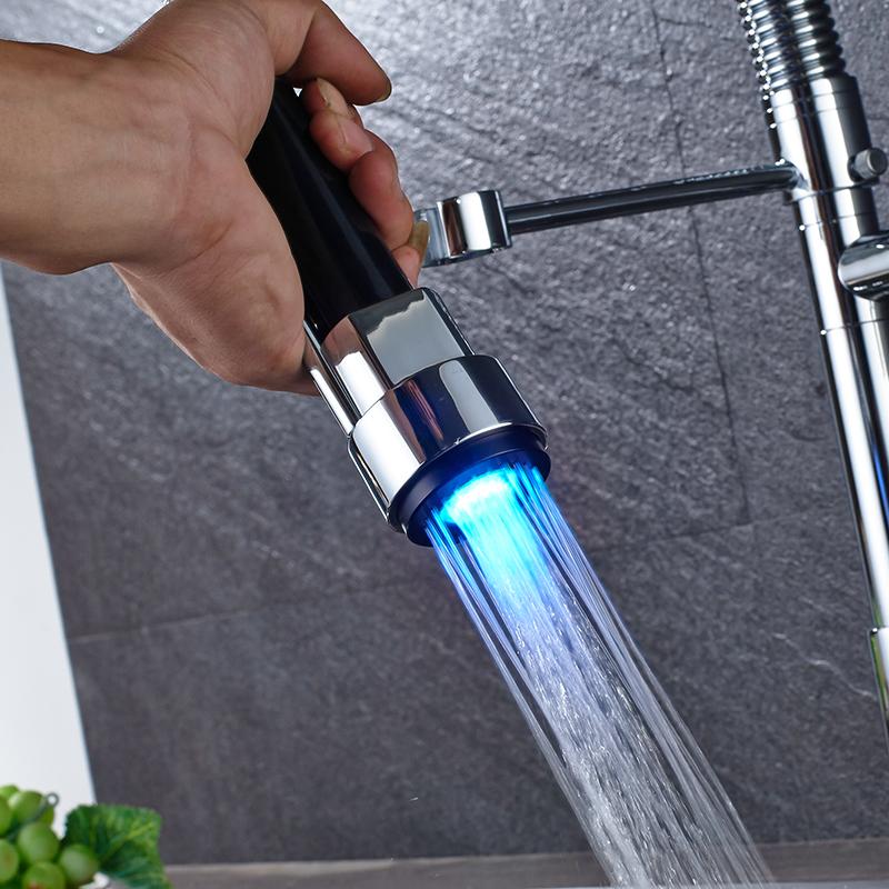Bathroom Faucet – Ceramic, LED Kitchen Spring Deck Mounted