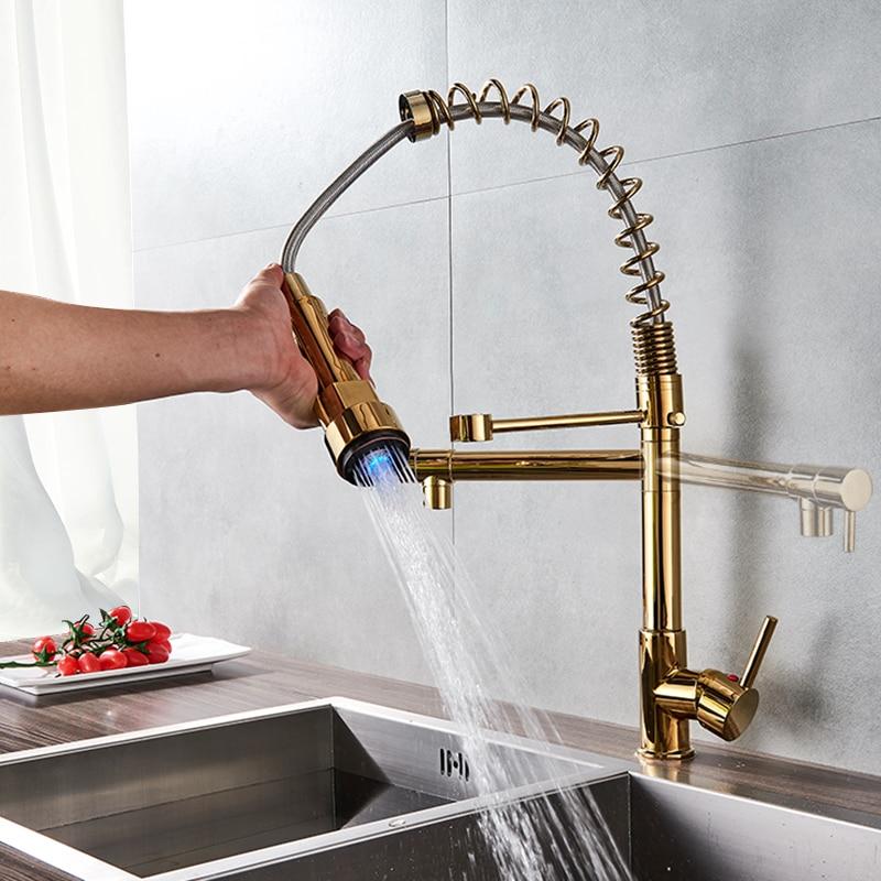Bathroom Faucet – Ceramic, LED Kitchen Spring Deck Mounted