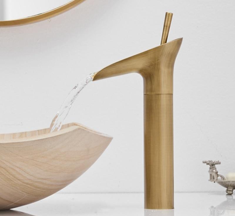 Bathroom Faucet Waterfall Single Handle Brass Luxury