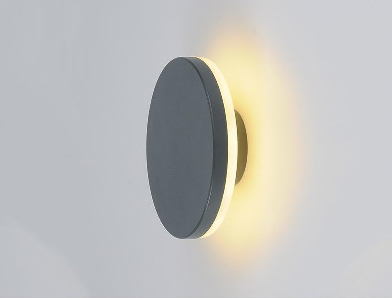 Modern Aluminum Disc Outdoor Wall Lamp, LED Reflect Light for Patio Garden