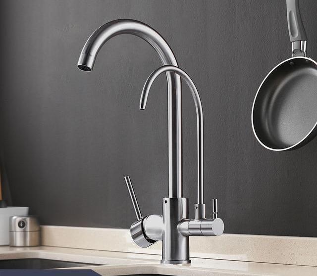 Bathroom Faucet – Modern Ceramic, Deck Mount Double Crane