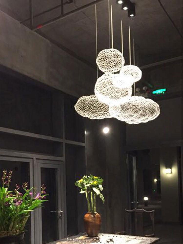 Art Deco Starlight Cloud Chandelier, LED Iron Ceiling Lamp for Living Room