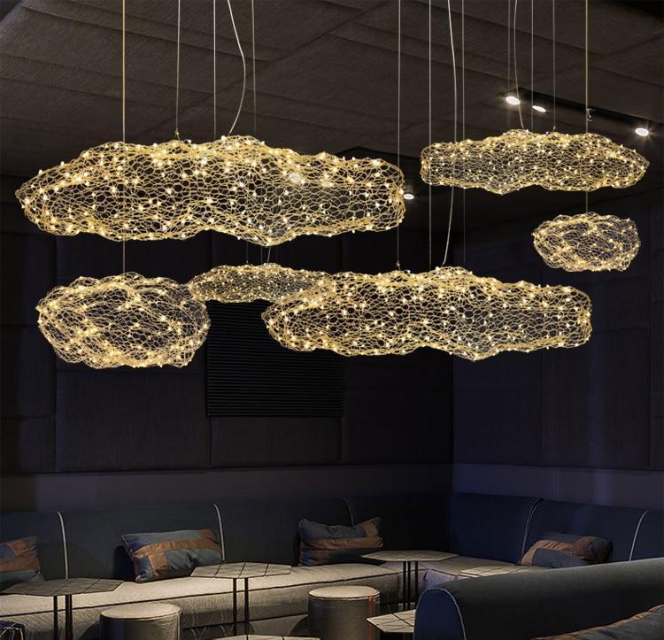 Art Deco Starlight Cloud Chandelier, LED Iron Ceiling Lamp for Living Room