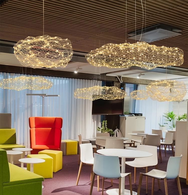 Art Deco Starlight Cloud Chandelier, LED Iron Ceiling Lamp for Living Room