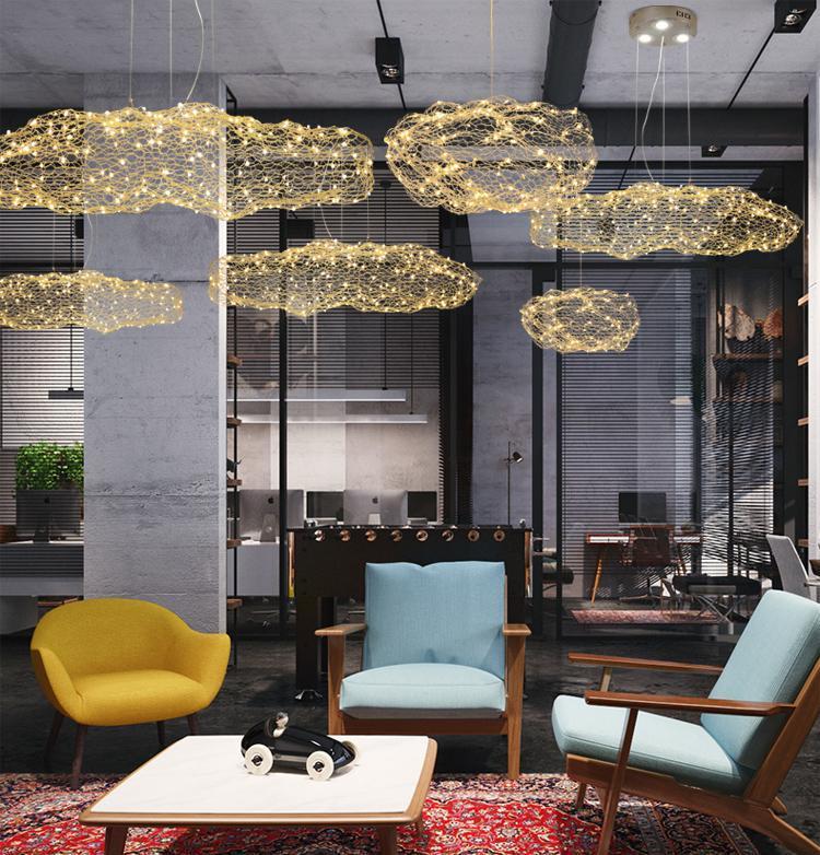 Art Deco Starlight Cloud Chandelier, LED Iron Ceiling Lamp for Living Room