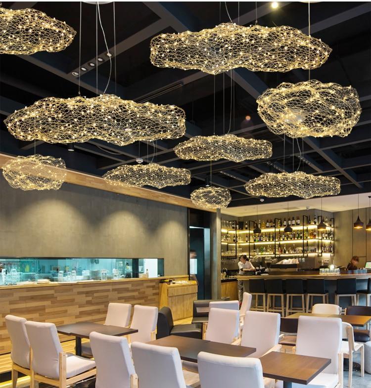 Art Deco Starlight Cloud Chandelier, LED Iron Ceiling Lamp for Living Room
