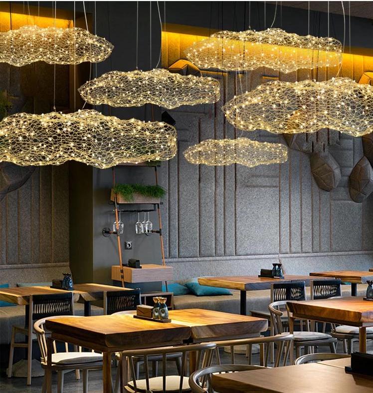 Art Deco Starlight Cloud Chandelier, LED Iron Ceiling Lamp for Living Room