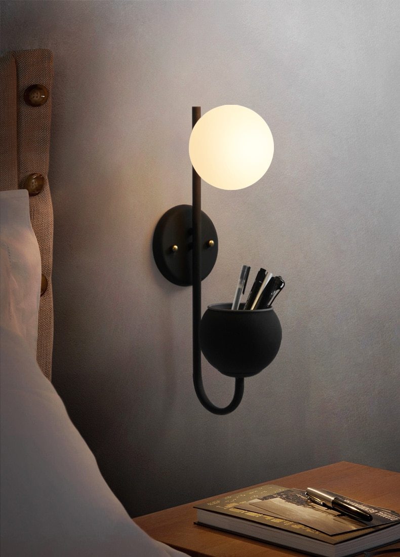 Nordic Planter Wall Lamp, Vintage Iron Glass Sconce for Living Room Bedroom