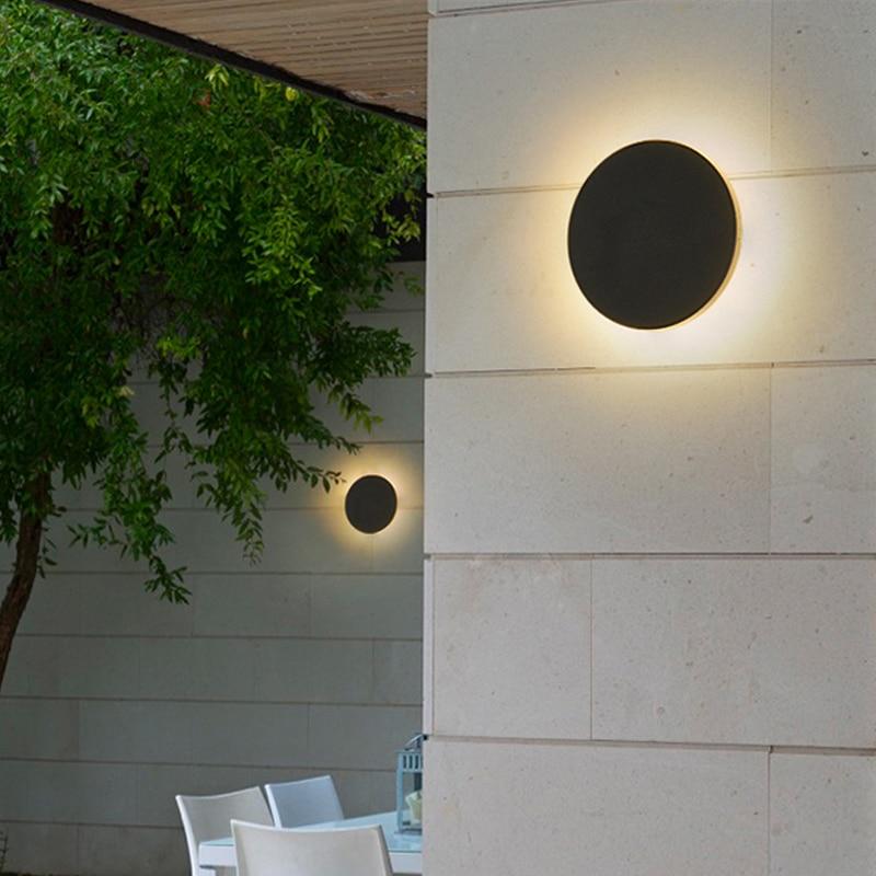 Modern Aluminum Disc Outdoor Wall Lamp, LED Reflect Light for Patio Garden