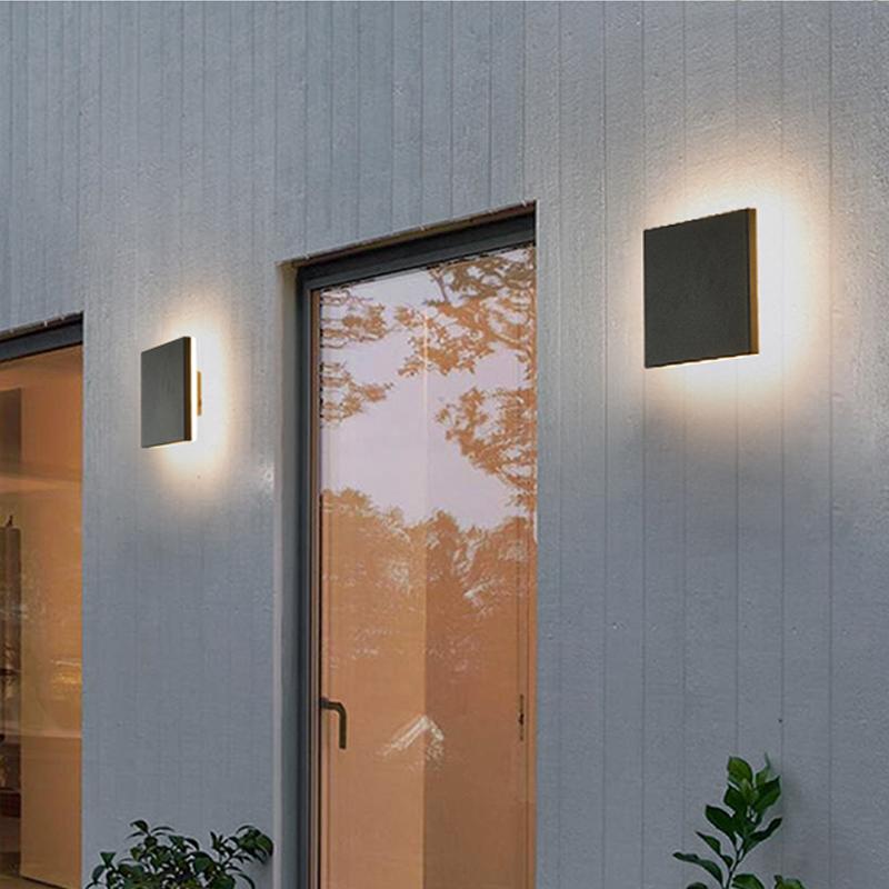 Modern Aluminum Disc Outdoor Wall Lamp, LED Reflect Light for Patio Garden