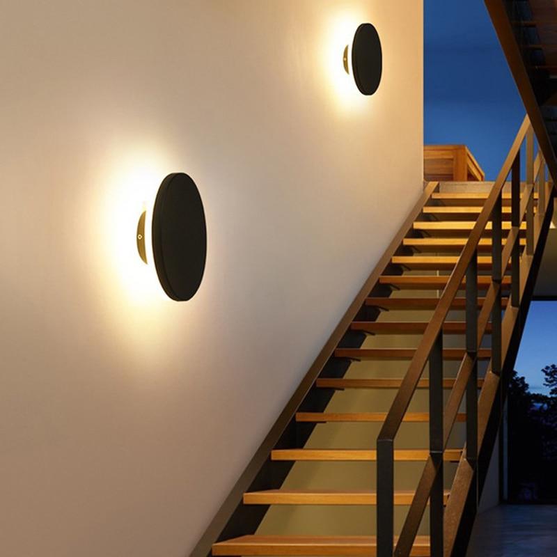 Modern Aluminum Disc Outdoor Wall Lamp, LED Reflect Light for Patio Garden