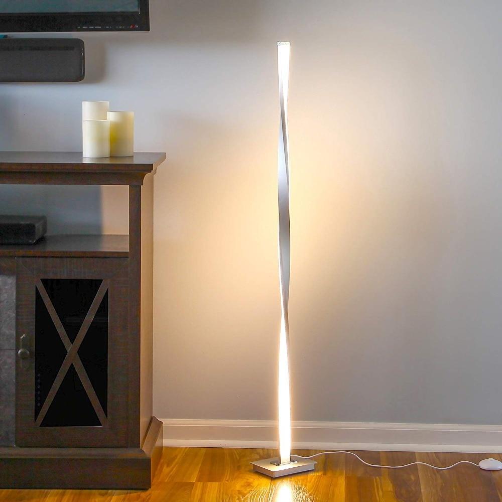 LED Twist Floor Lamp, Plated Iron 48" Standing Light for Living Room Corner