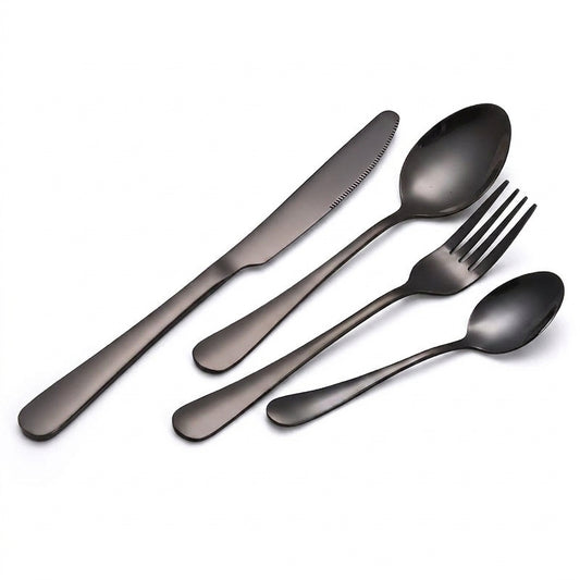 cutlery set modern matte black stainless steel