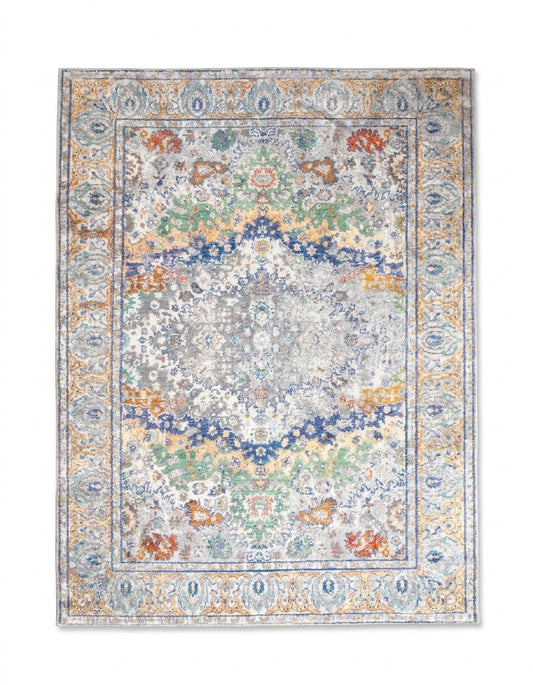 area rug vintage gray blue living room bedroom