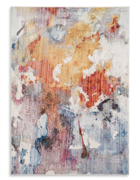 area rug modern abstract living room multi-color