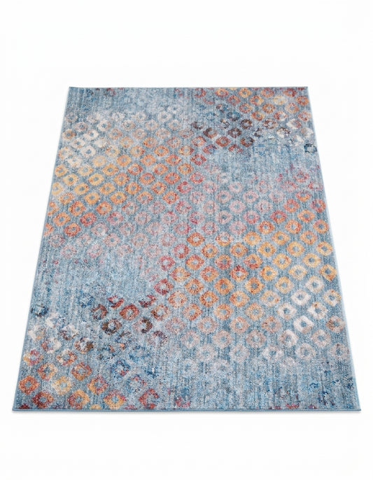 modern rainbow square pattern area rug living room