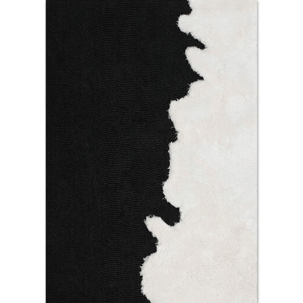 bohemian area rug black white contemporary wool