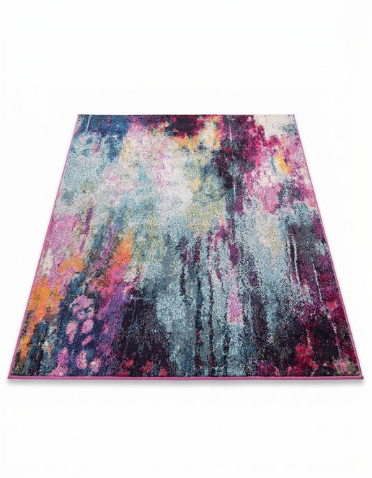 area rug modern watercolor purple abstract