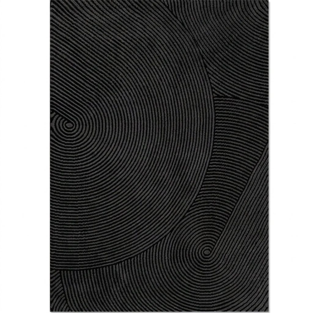 bohemian area rug black geometric modern living room