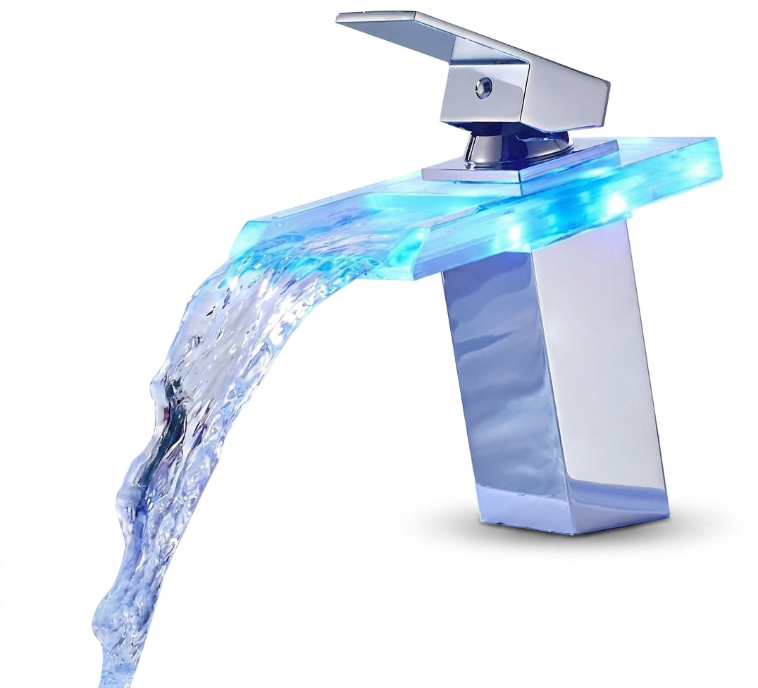 bathroom faucet brass led temp color changing modern