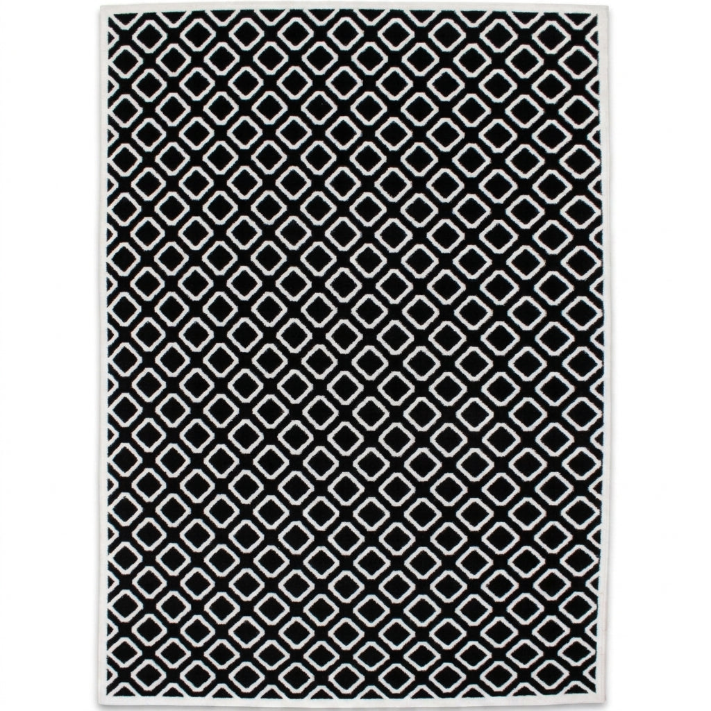 area rug bohemian geometric black white rhombus