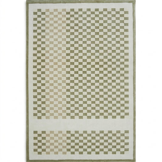 bohemian checkerboard area rug light green woven