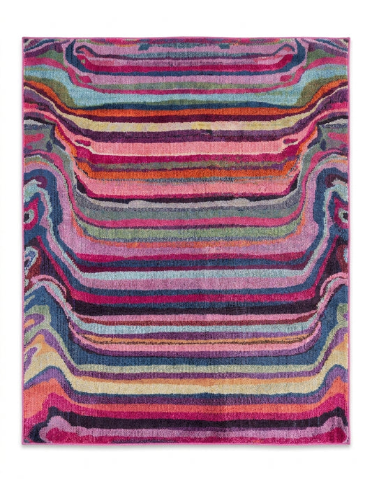 area rug modern abstract multi-color living room