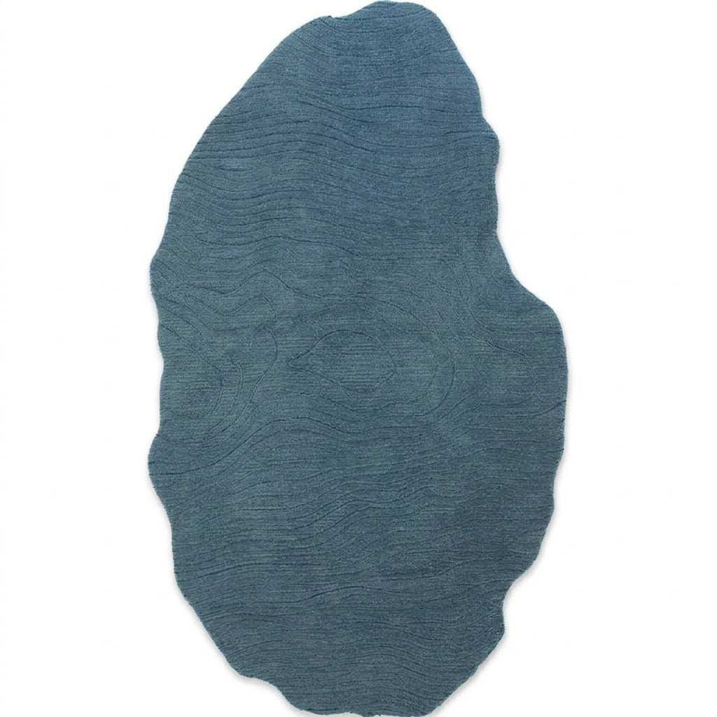 hand-tufted bohemian area rug blue abstract wool