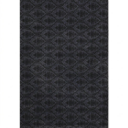 area rug bohemian vintage black damask pattern