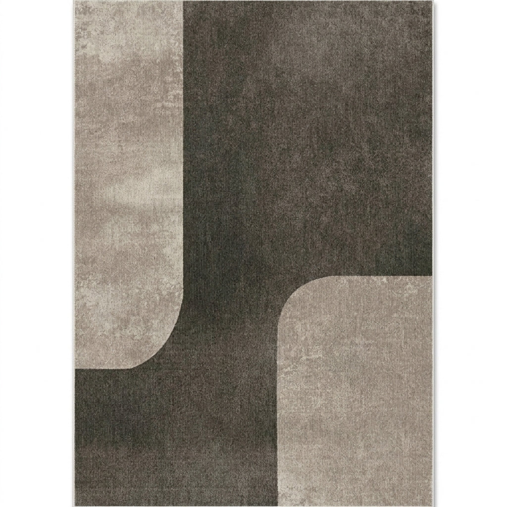 bohemian abstract area rug black grey living room