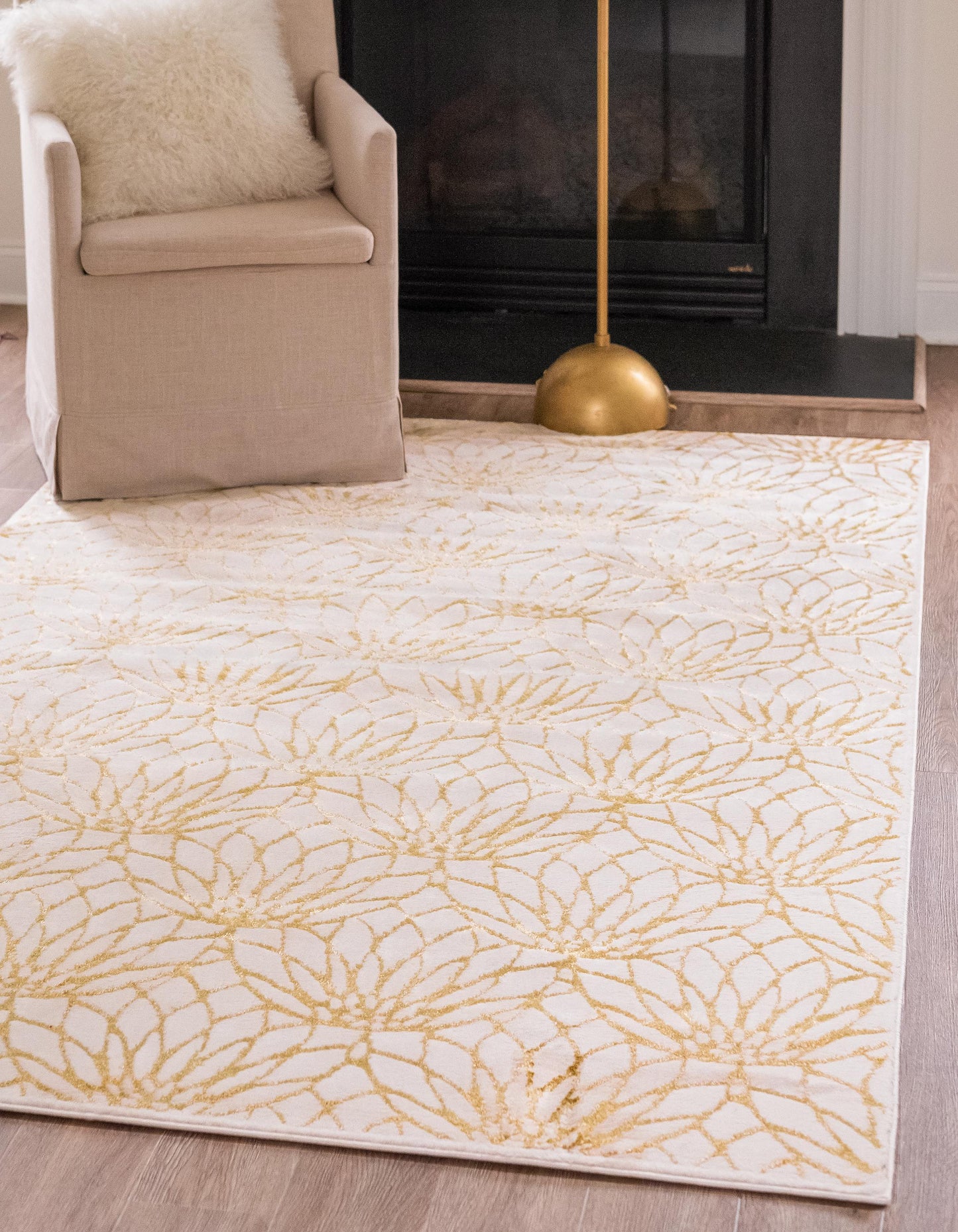 Area Rug – Modern, Lotus Flower Pattern Luxury