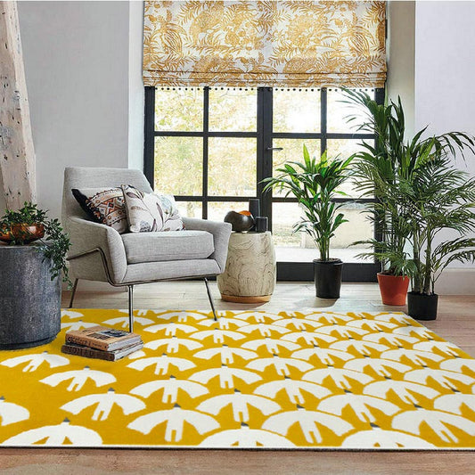 Area Rug Bohemian Yellow Bird Pattern Living Room